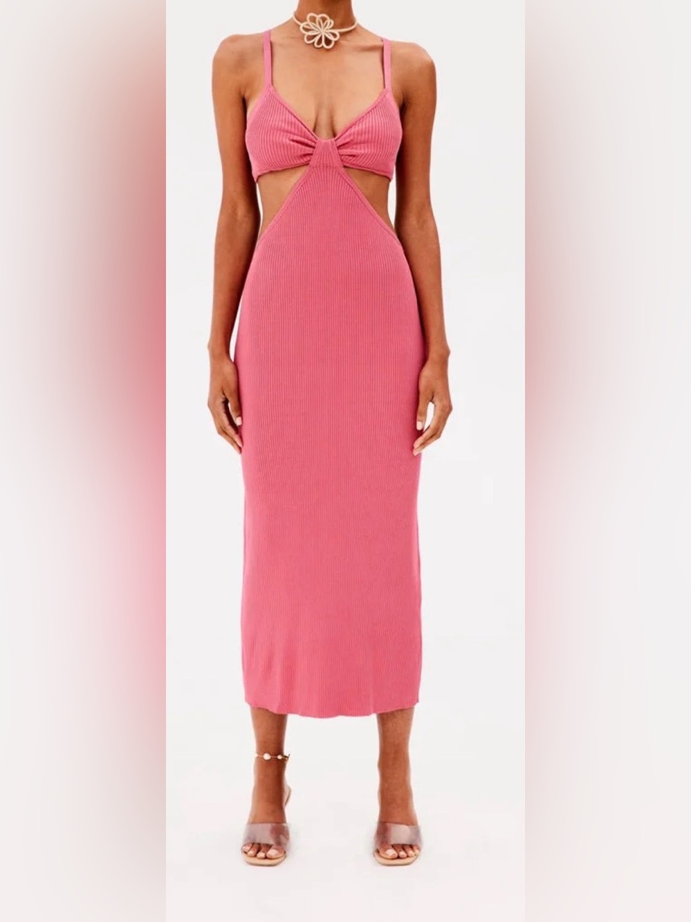 Cult Gaia Serita Cutout Knit Midi Dress Blossom Pink NWT Size M